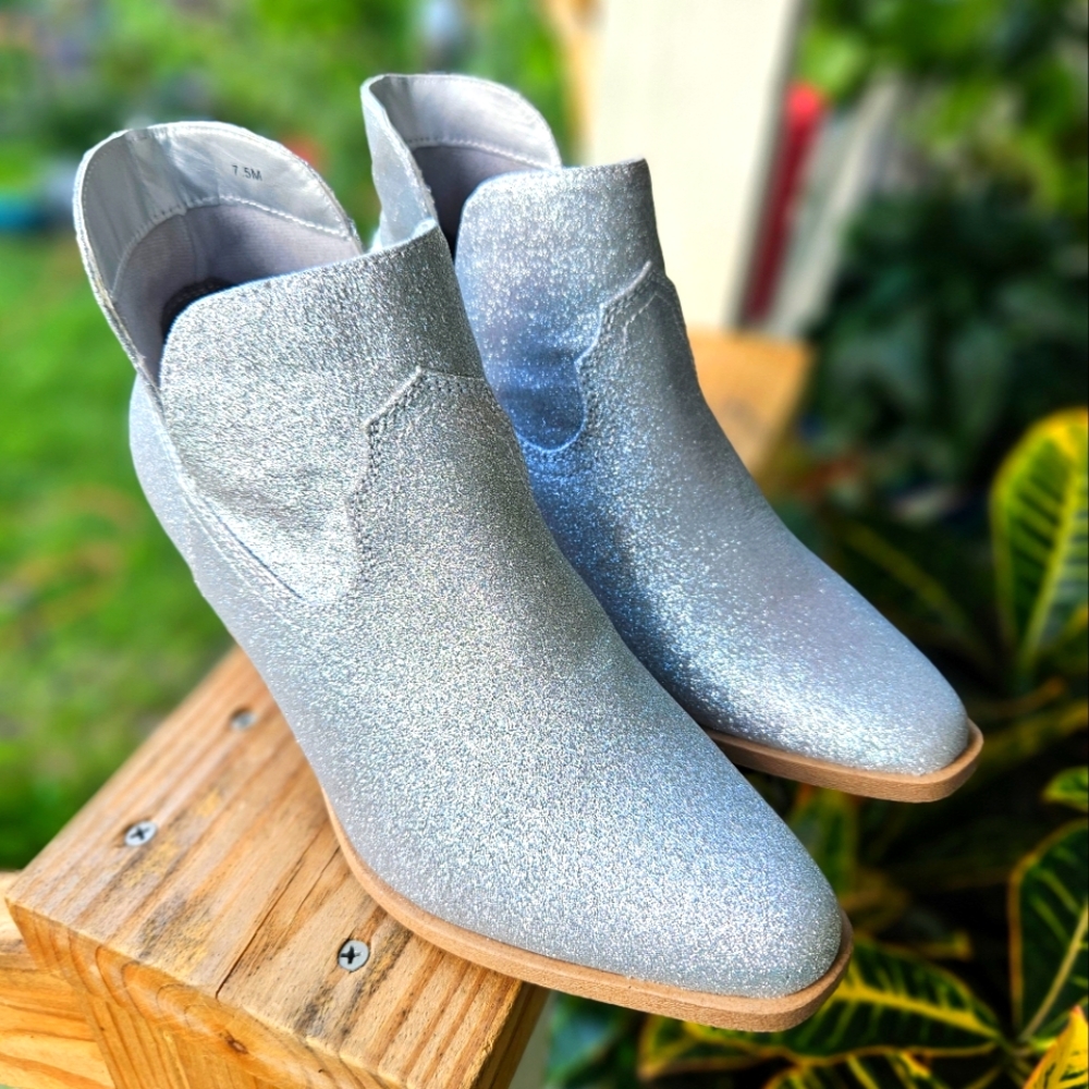 Sparkly Silver Glitter Boots